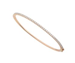 An 18 Carat Rose Gold Diamond Bangle, by Hirsh London the round brilliant cut diamonds in claw
