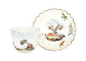 A Chelsea Porcelain Teacup and Saucer, by Jefferyes Hamett O'Neale, circa 1752, of fluted form