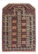 Unusual Yomut Prayer Rug East Caspian Region, circa 1900 The field with vertical bands of hooked