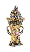 ~ A Chelsea Porcelain Pot Pourri Vase and Cover, circa 1765, of scroll moulded and pierced beaker