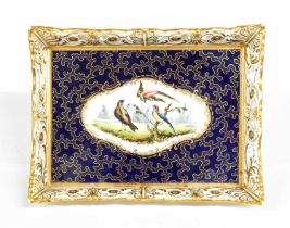 An English Porcelain Tray, 19th century, of rectangular form, painted in the manner of Thomas Martin