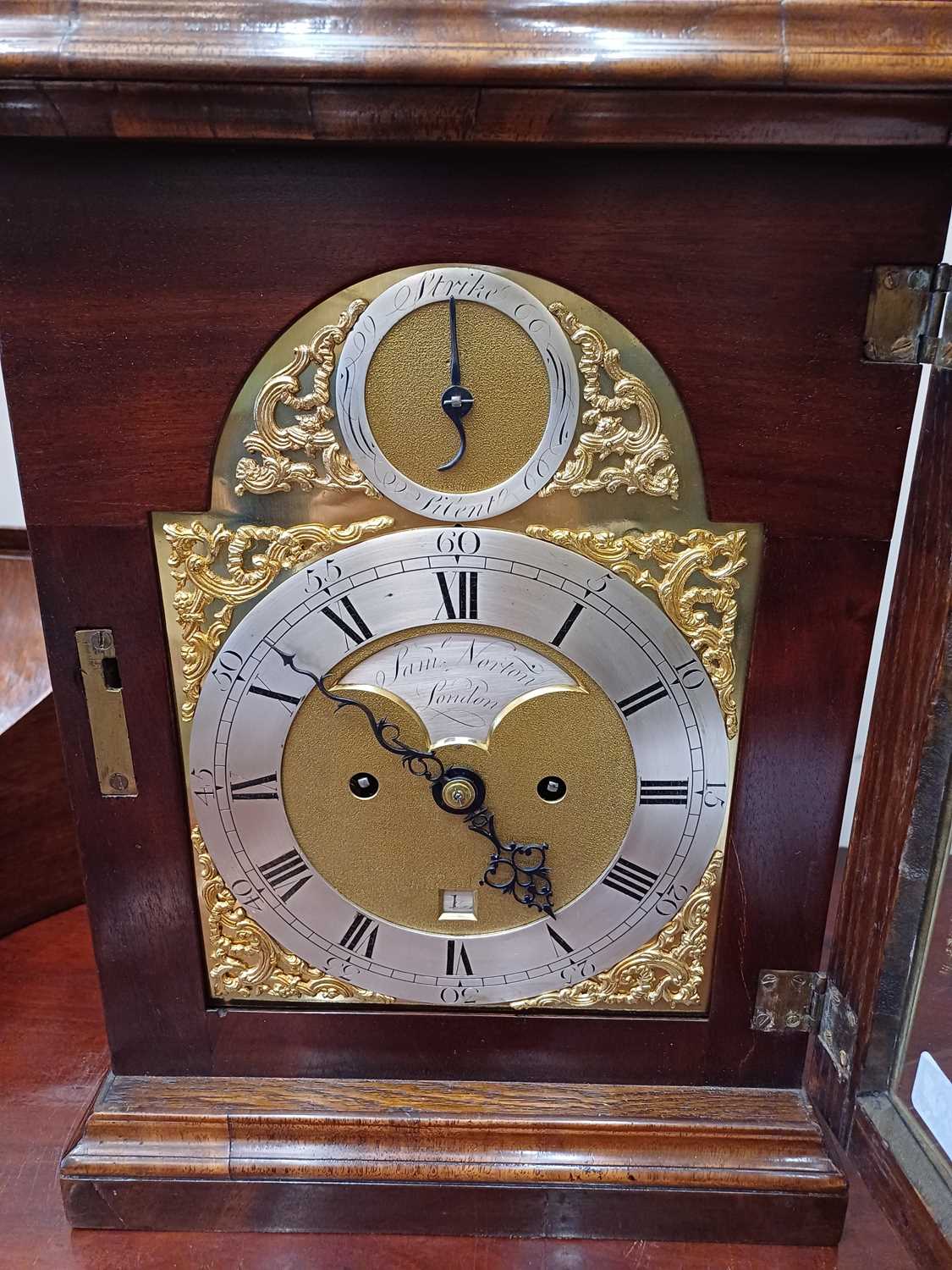 A Mahogany Striking Table Clock, signed Saml Norton, London, circa 1770, inverted bell top case with - Image 11 of 21