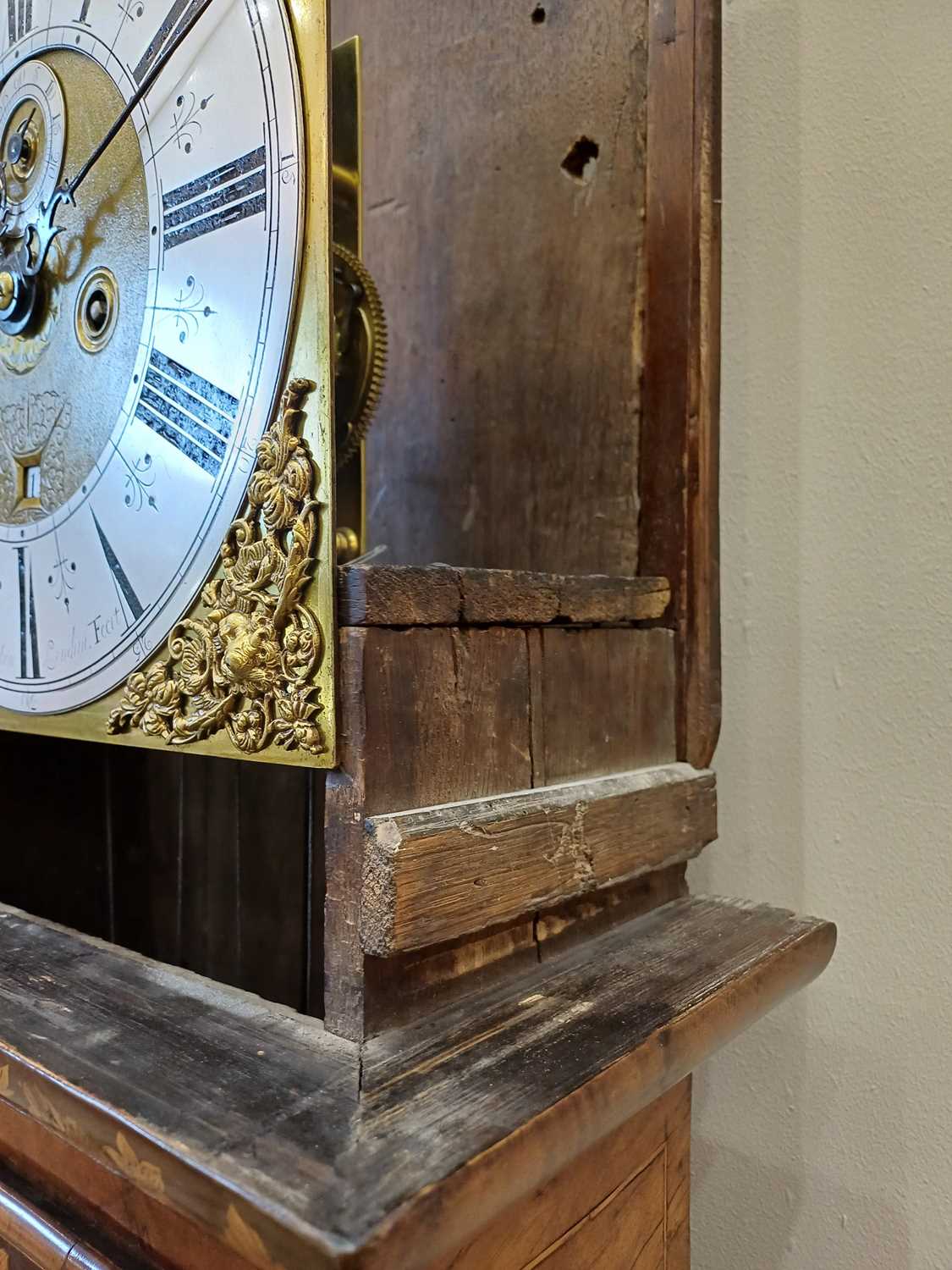 A Walnut Marquetry Eight Day Longcase Clock, signed Fab Robin, Londini, Fecit, circa 1700, flat - Image 14 of 21
