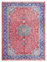 Nejafabad Isfahan Carpet Central Iran, circa 1970 The blood red field of scrolling vines around a