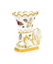 A Bloor Derby Porcelain Cornucopia Vase, circa 1830, painted with butterflies, moths and other