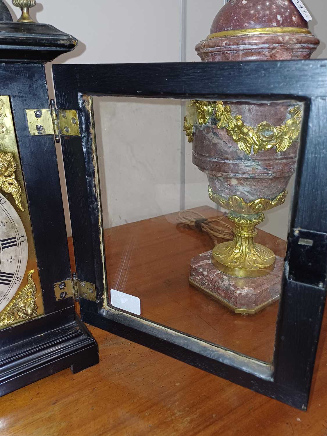 An Ebonised Chiming Table Clock, signed W Tomlinson, London, early 18th century, inverted bell top - Image 15 of 25