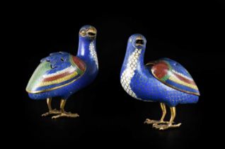 ~ A Pair of Chinese Cloisonné Enamel Incense Burners, Qing Dynasty, late 18th/19th century, each