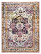 ~ Mashad Carpet North East Khorasan, circa 1880 The ivory field of large flowerheads and scrolling