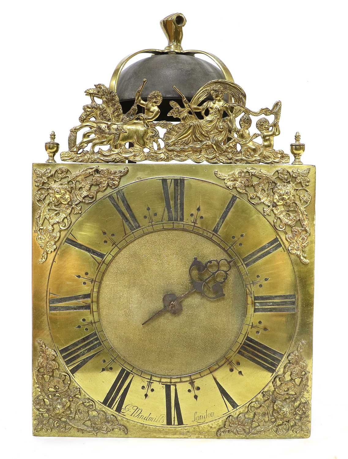 An Early 18th Century Brass 10-Inch Dial Single Handed Striking Lantern Clock, signed J Windmills,