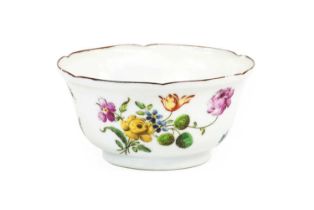 A London-Decorated Chinese Porcelain Bowl, circa 1755, of ogee circular form, painted with