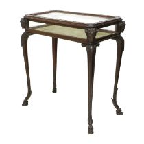 An Adam-Revival Carved Mahogany Bijouterie Table, late 19th century, the blind fret carved hinged