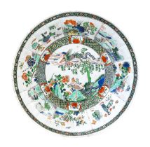 A Chinese Porcelain Dish, Kangxi, of circular form, painted in famille verte enamels with phoenix
