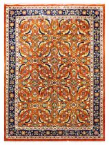 Jaipur Carpet West India, Modern The terracotta Herati field enclosed by indigo borders of angular