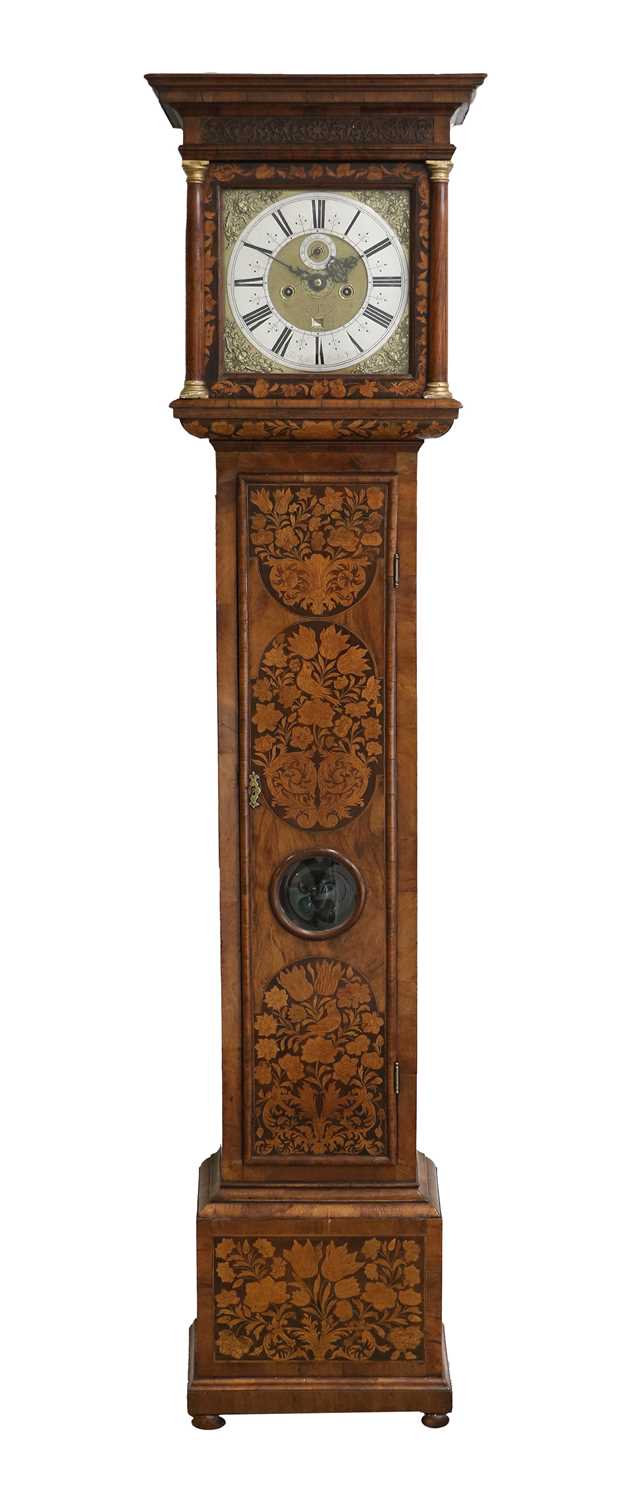 A Walnut Marquetry Eight Day Longcase Clock, signed Fab Robin, Londini, Fecit, circa 1700, flat