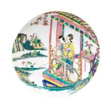 A Chinese Porcelain "Ladies" Saucer Dish, Yongzheng, painted in famille rose enamels with two ladies