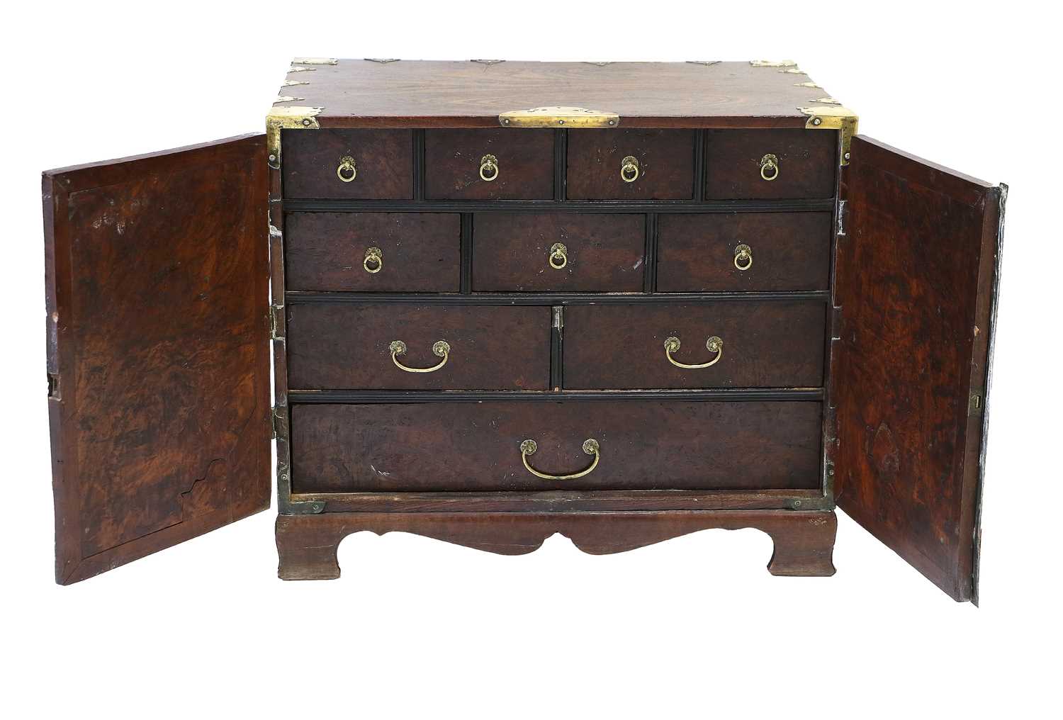 A Teak and Brass-Bound Table Cabinet, late 18th century, of rectangular form, the two hinged doors - Image 5 of 5