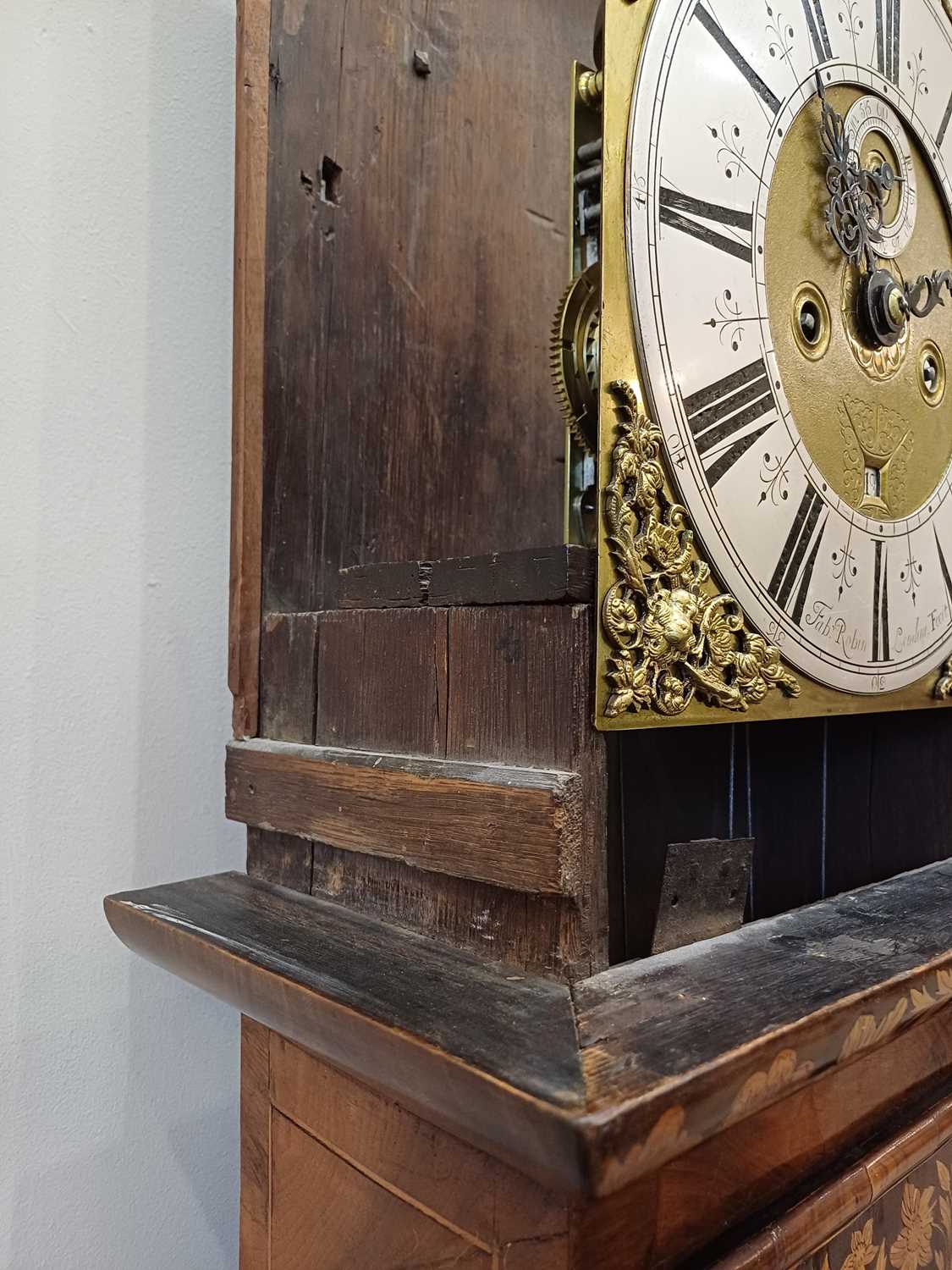 A Walnut Marquetry Eight Day Longcase Clock, signed Fab Robin, Londini, Fecit, circa 1700, flat - Image 16 of 21