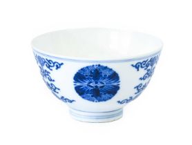 A Chinese Porcelain Bowl, Chenghua reign mark but probably Kangxi, painted in underglaze blue with