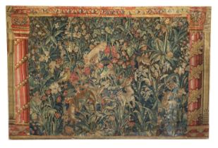 Franco-Flemish Mille Fleur Tapestry, 16th century The field richly decorated with flowers, plants,