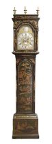 A Green Chinoiserie Eight Day Longcase Clock, signed John Anderton, London, circa 1730, flat top