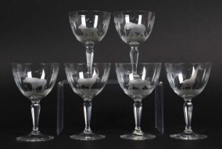 Natural History: Rowland Ward Wine Glasses, Nairobi, Kenya, a suite of six African Game animal