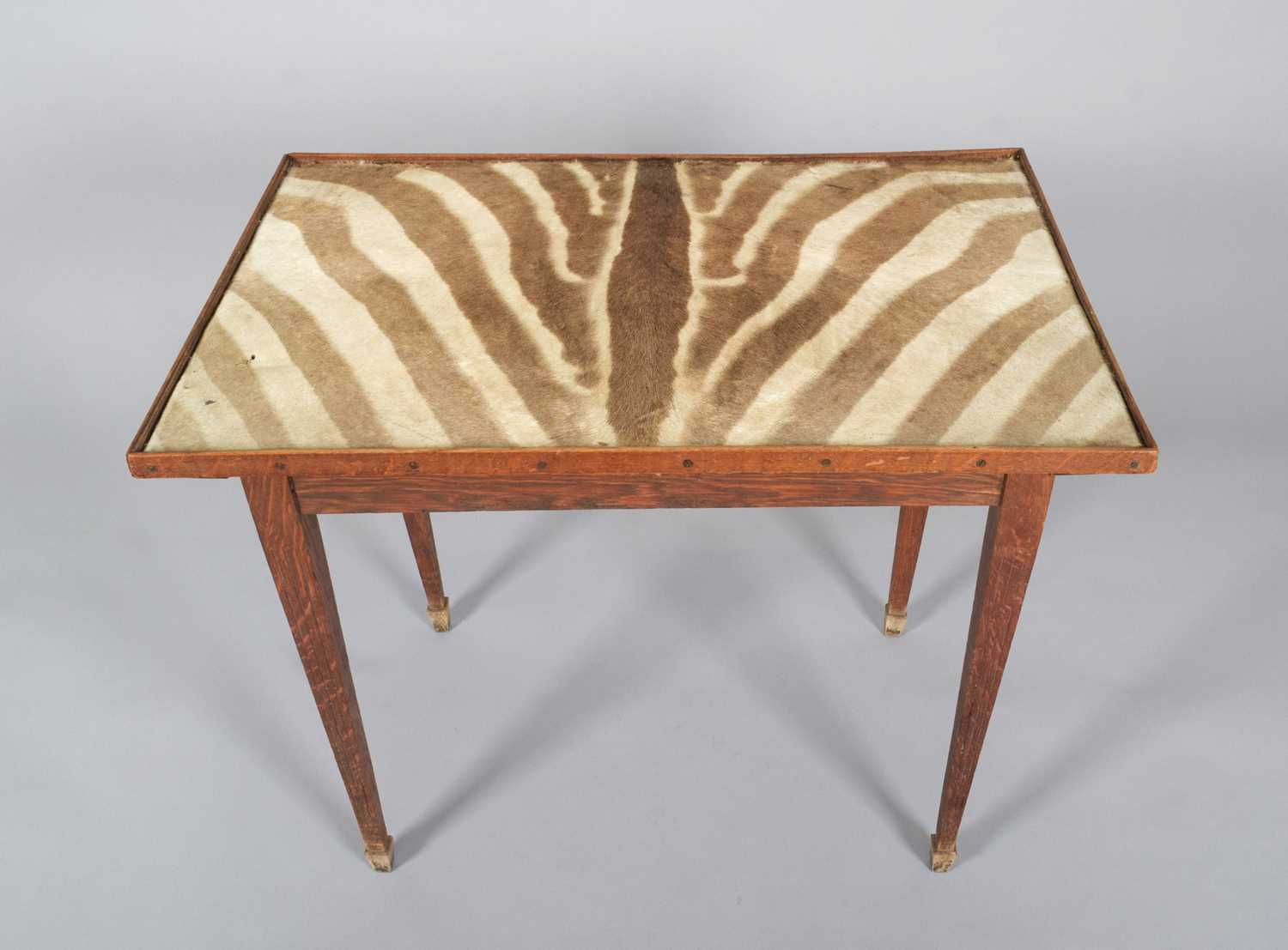 Animal Furniture: A Plains Zebra Hide Bridge Table, by Rowland Ward Ltd, 167 Piccadilly, London, the - Image 2 of 5