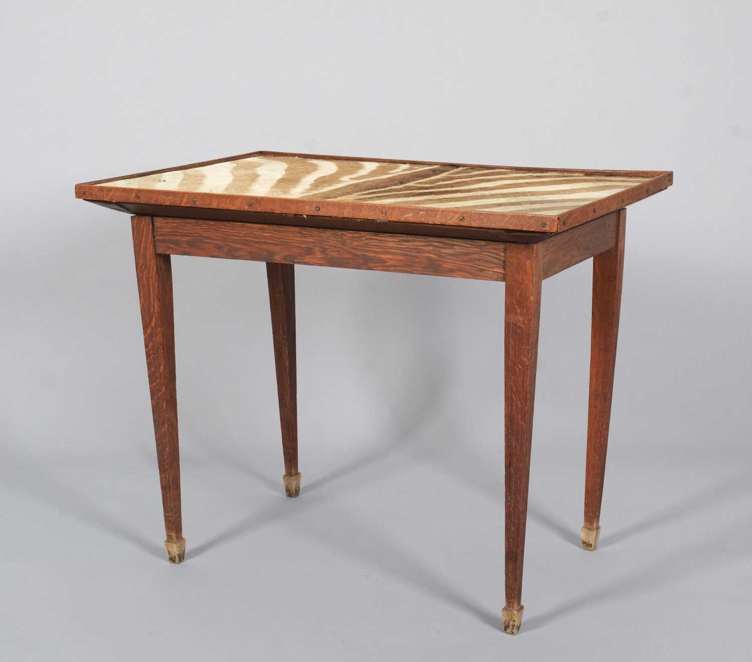 Animal Furniture: A Plains Zebra Hide Bridge Table, by Rowland Ward Ltd, 167 Piccadilly, London, the - Image 4 of 5