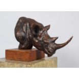 Natural History Bronze: David Cemmick (Contemporary), African Rhinoceros, a superb example in bronze