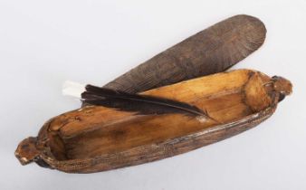 Natural History: A Recreation of a Waka Huia & Original Huia Tail Feather, a very rare natural