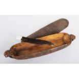 Natural History: A Recreation of a Waka Huia & Original Huia Tail Feather, a very rare natural