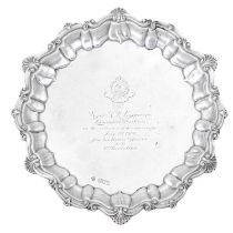 An Edward VII Silver Waiter, by Horace Woodward and Co. Ltd., London, 1905, shaped circular and on