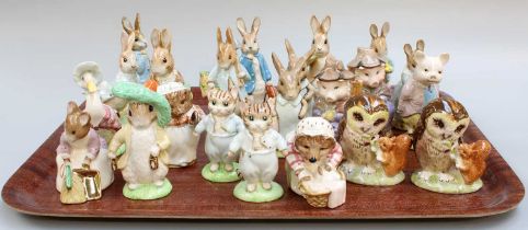 Beswick Beatrix Potter Figures, with gold or platinum highlights including: 'Benjamin Bunny', and