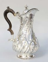 A Victorian Silver Hot-Water Jug, by Job Frank Hall, London, 1899, baluster and on spreading foot,