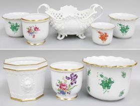 A Meissen Marcolini White Porcelain Basket, with scroll moulded handles and supports and vacant