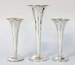 A Graduated Set of Three George V Silver Vases, by S Blanckensee and Son Ltd., Chester, 1911 and