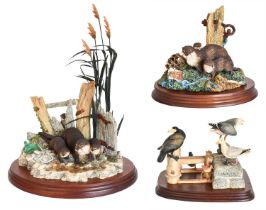 Border Fine Arts 'Harbour Life', model No. BS3 by Richard Roberts, on wood base; together with '