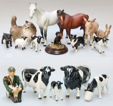 Beswick Friesian Cattle Comprising: Bull Ch. "Coddington Hilt Bar", model No. 1439A, Cow Ch. "