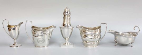 A Collection of Assorted Silver, comprising two George III silver cream-jugs; a Victorian silver