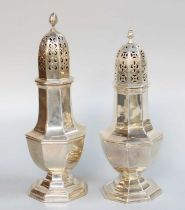 Two Edward VII Silver Casters, One by Goldsmiths and Silversmiths Co. Ltd., London, 1909 and One