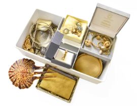 A Quantity of Gold Jewellery, including a lady's 9 carat gold wristwatch, with a later stainless
