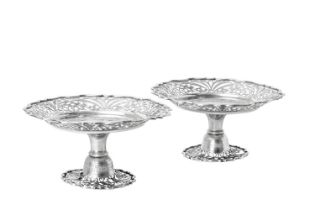 A Pair of Edward VII Silver Dessert-Stands, by John Bodman Carrington, London, 1902, each with