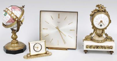 A French Gilt Metal Mantle Timepiece, early 20th century; together with two desk timepieces, by