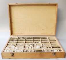 A Selection of Pocket Watch Mineral Glasses, in compartmentalised case