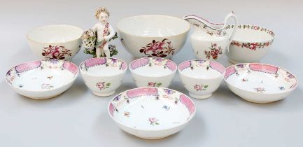 A Collection of 18th Century English Porcelain, including a Worcester waste bowl and sugar bowl, a