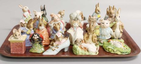 Royal Albert Beatrix Potter Figures, including 'Mother Ladybird', 'Little Black Rabbit', 'Timmy