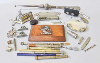 A Collection of Assorted Silver, Objects of Vertu and Other Items, including an oak paperweight,