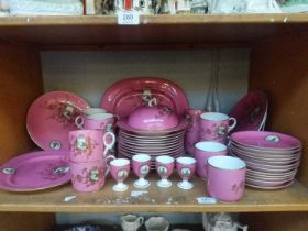 An Aynsley Porcelain Breakfast Service, circa 1880, pink ground and decorated in the aesthetic style