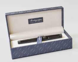 A Montegrappa Parola Stealth Fountain-Pen, the black resin body with black metal mounts, with