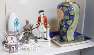 Assorted Ceramics Including, a Kunstler Keramik studio pottery vase by E Langurt, a square form dish