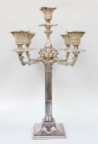 A Silver Plate Five-Light Candelabrum, Apparently Unmarked, Probably First Half 20th Century, on